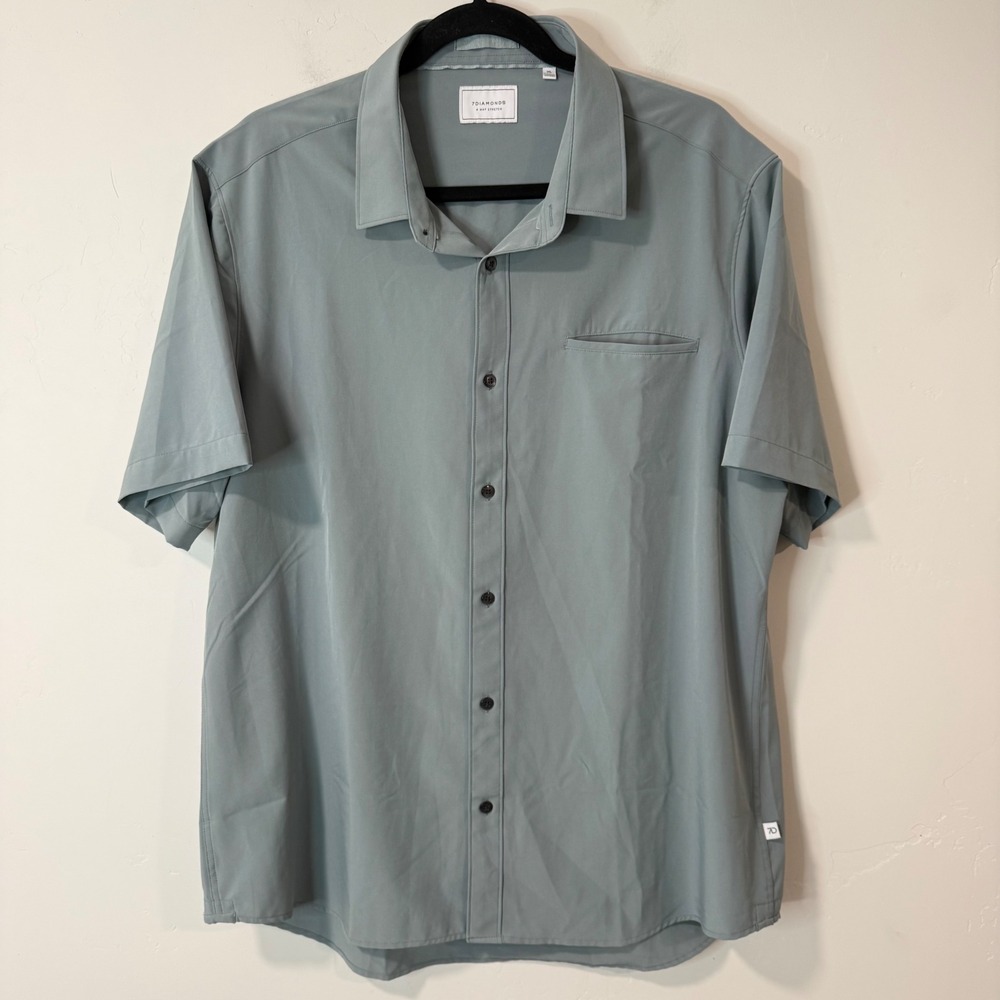 7Diamonds Mens Grant Shirt XL Blue Excellent 4-Way Stretch Short Sleeve Golf